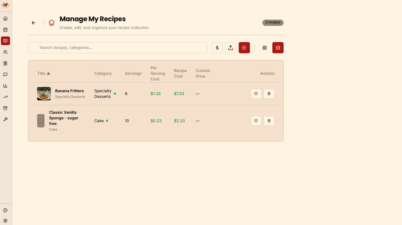 Recipe Pricing Demo